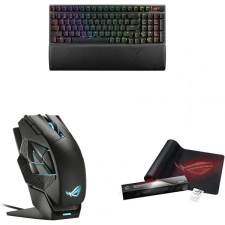 [해외]ASUS ROG Strix Scope II 96 무선 게이밍 키보드 및 스파타 X 마우스 시스 확장 패드