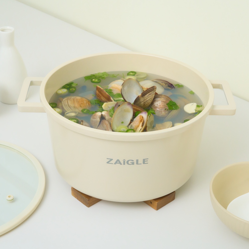 자이글 블룸 인덕션겸용 국산 양수냄비 24cm, 아이보리 - 상세 이미지 2