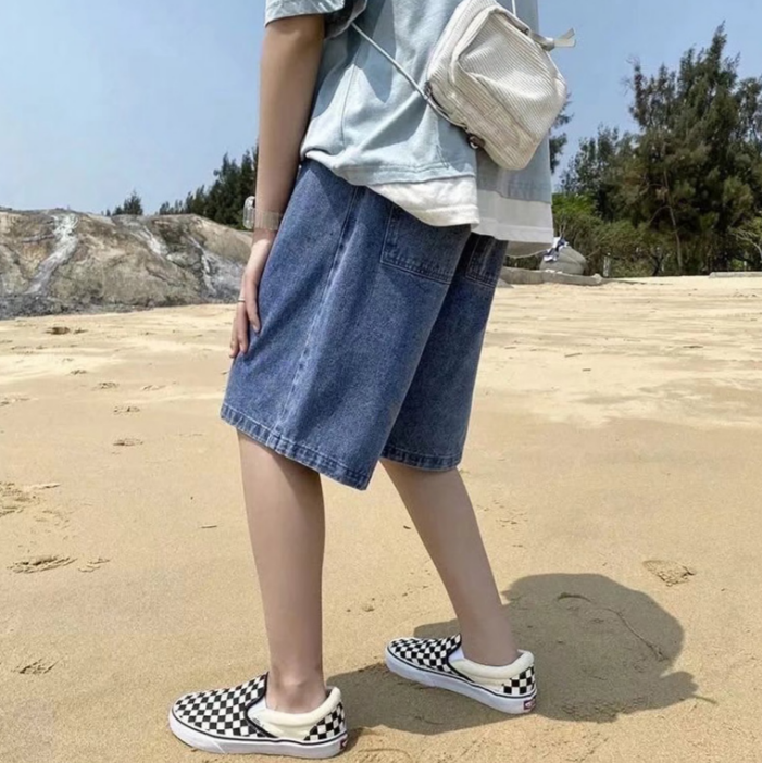 남성 청 반바지 5부 바지 학생 - 상품 이미지