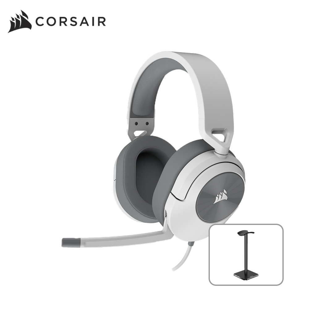 커세어 HS55 STEREO 게이밍 헤드셋 화이트 헤드셋 거치대 에디션