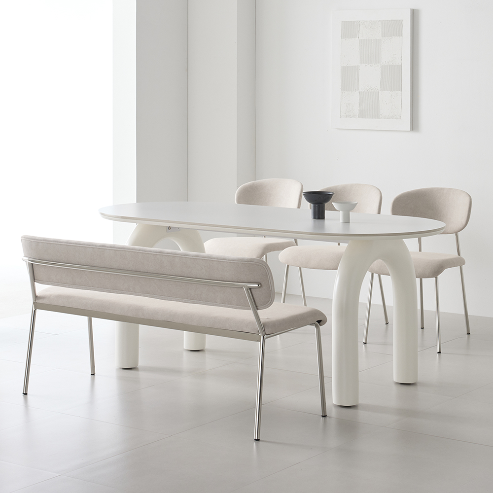 워지아 유어 포세린 세라믹 식탁 타원형 4인용 테이블 1600 화이트