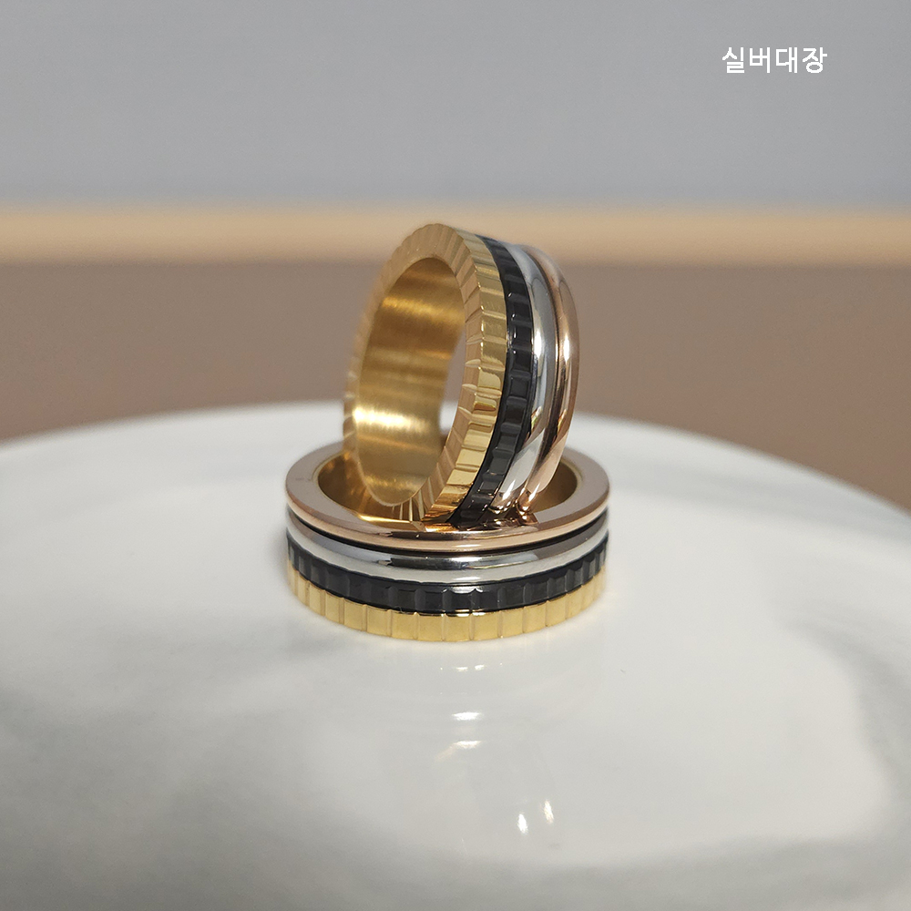 써지컬 스틸 회전 패션 선물 커플 남자 여자 링 레이어드 반지 - 상세 이미지 3