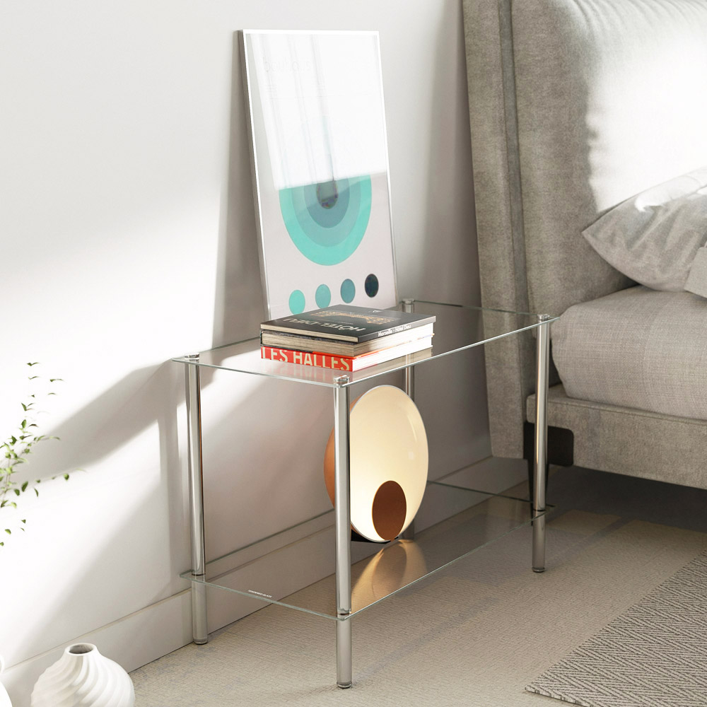 미드센츄리 모듈 미니 수납 선반 600x300x425, 2단, 유리