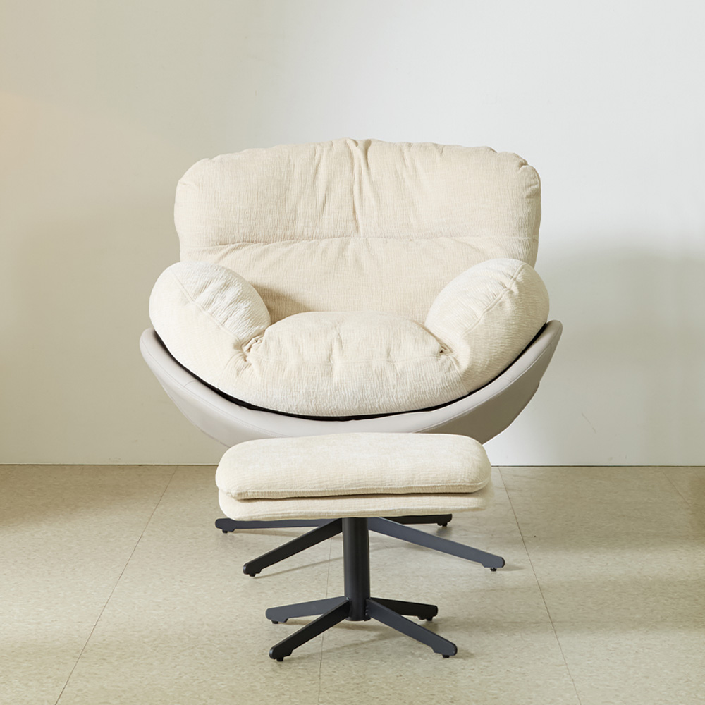 스코나 버나드 릴렉스 회전 체어 패브릭 1인 소파+스툴 리클라이너 안락의자