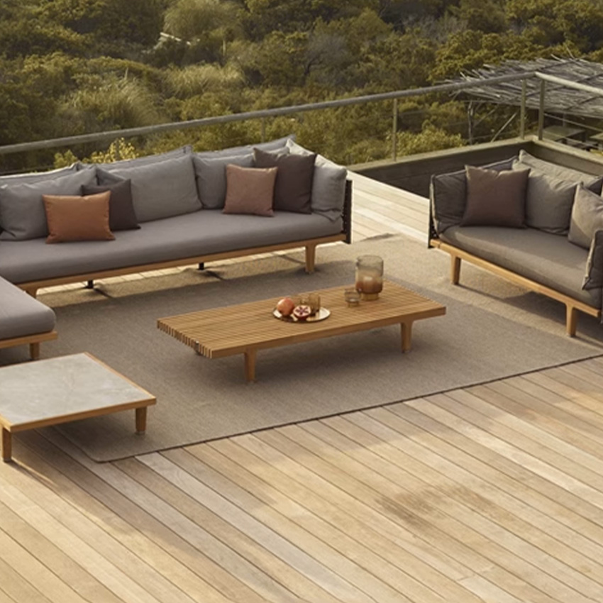 씨라인 라탄 패브릭 야외 원목 소파 Sealine Sofa 2인 이미지 7