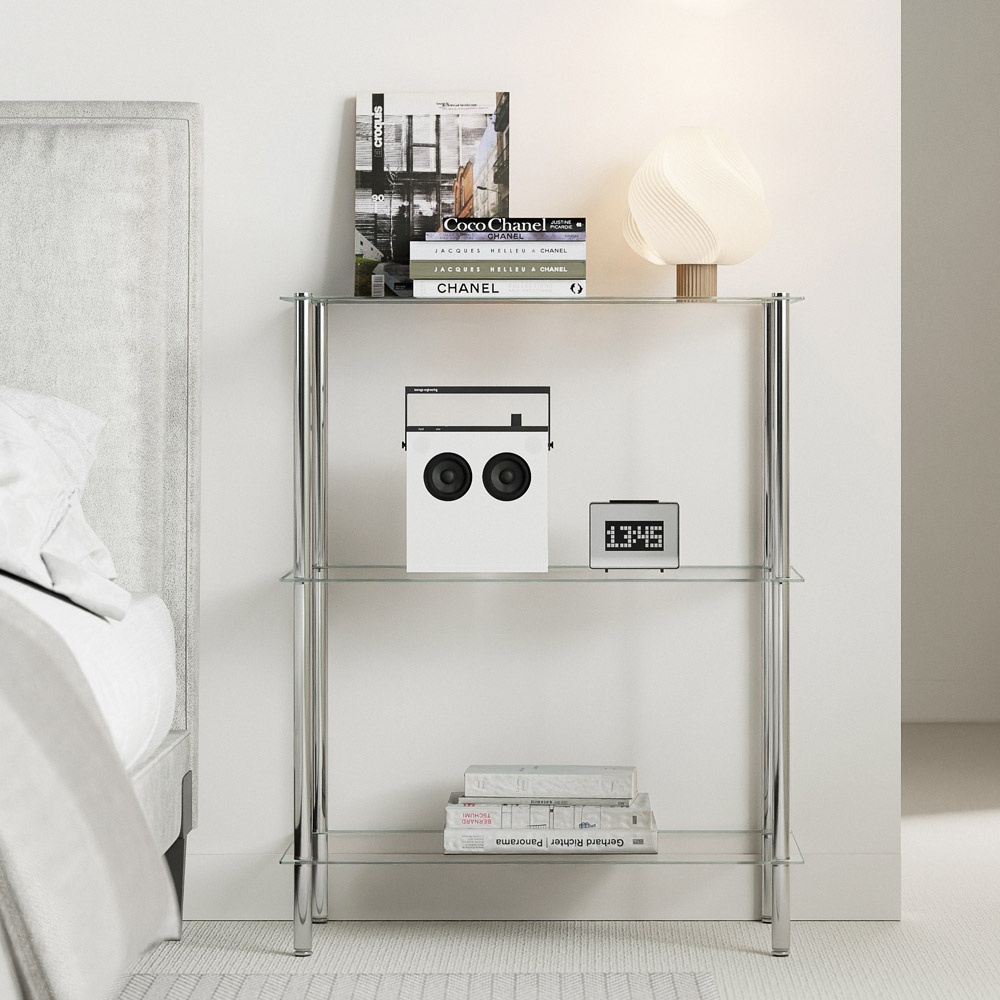 스탠드 스텐 미드센츄리 모듈 유리 수납 선반 장식장 거실장 2단