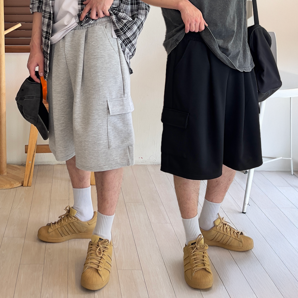 1+1 남자버뮤다팬츠 카고반바지 벌룬팬츠 남자와이드반바지 - 상품 이미지