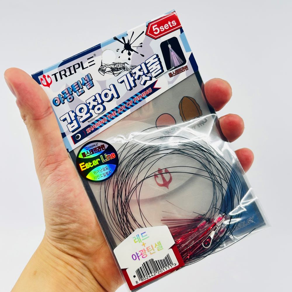 트리플 야광틴셀 갑오징어 가짓줄 한치 쭈꾸미 가지 카드 채비 5EA - 상세 이미지 5