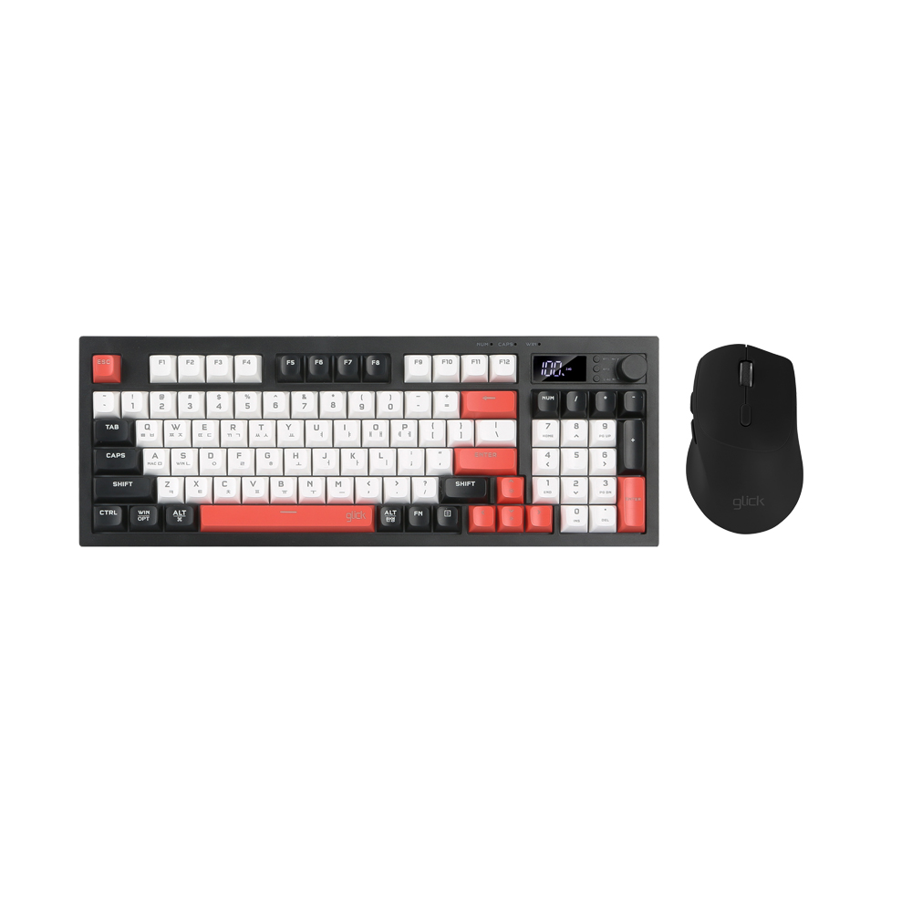 지클릭커 오피스프로 WMK50 사일런스 M 무소음 무선 블루투스 94 LCD 키보드 마우스 세트 Poker - 메인 이미지