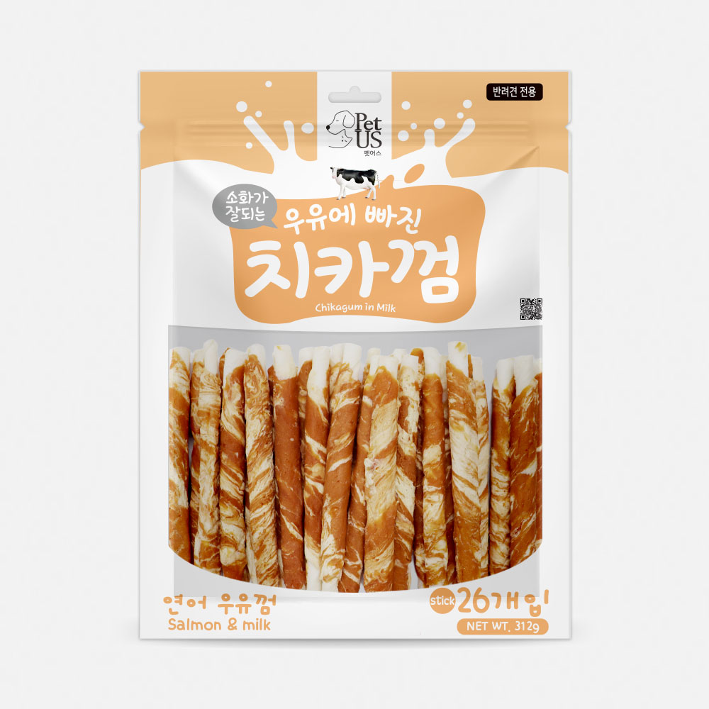 펫어스 치카 강아지양치껌 강아지스틱 오래먹는간식 연어우유껌, 스틱형, 26개 이미지 1