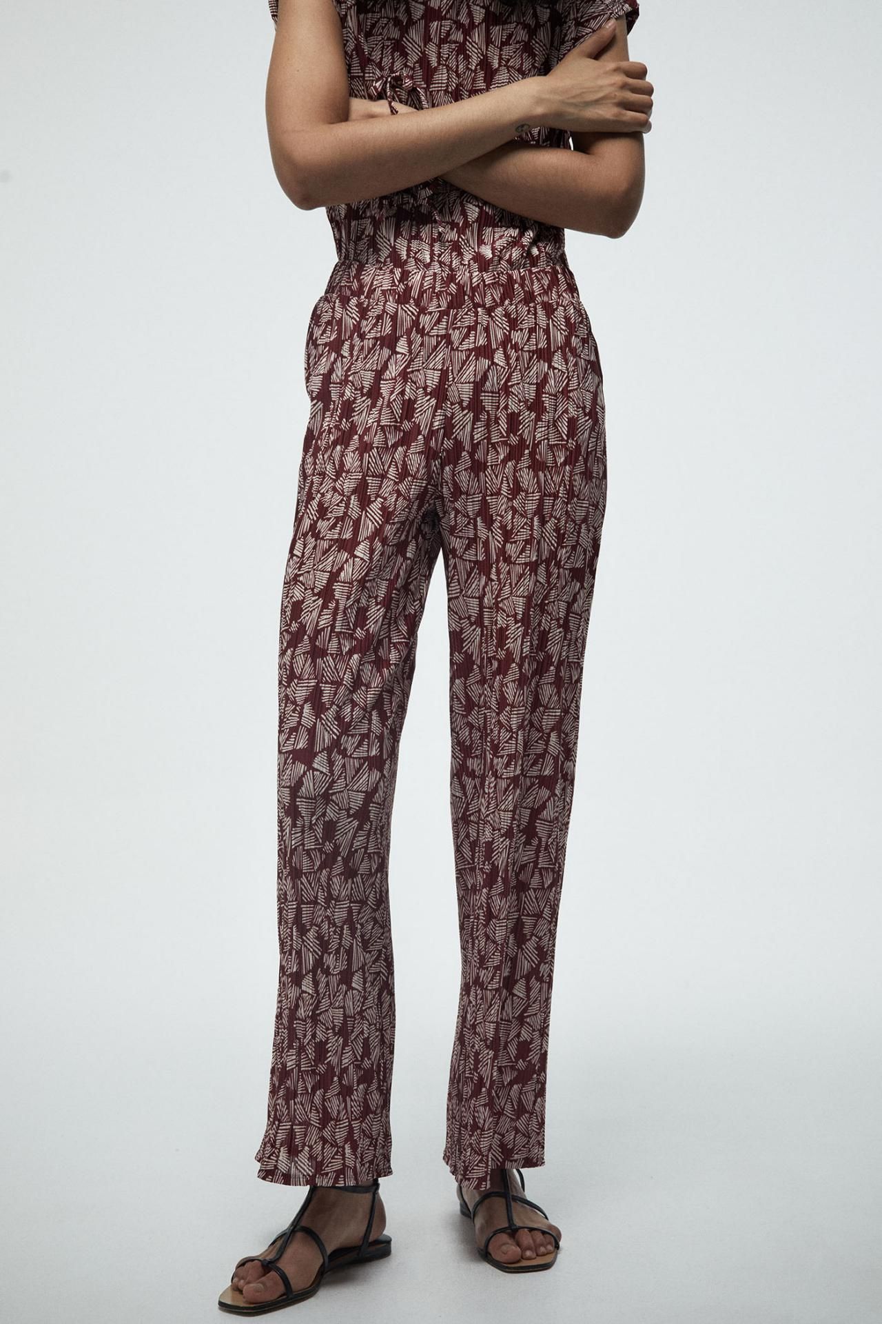 스페라 프린트 플리츠 팬츠 058362001271 BURDEOS