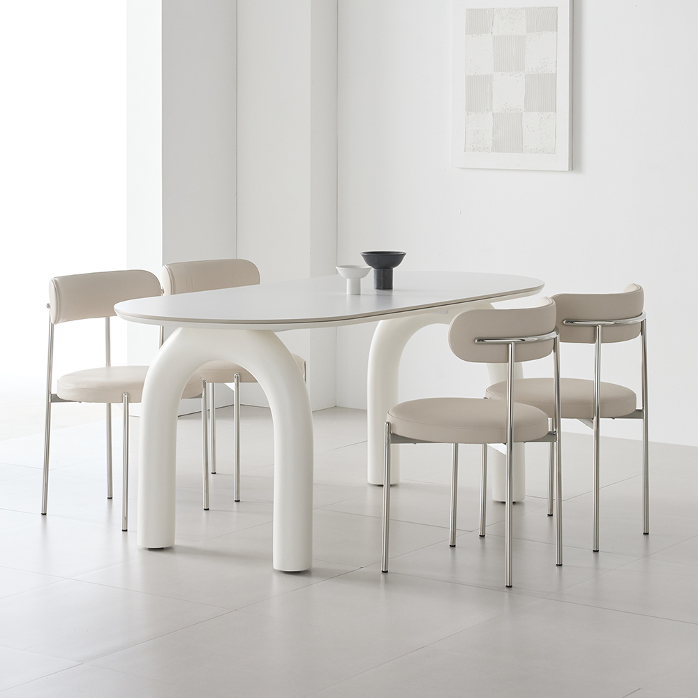 워지아 유어 포세린 세라믹 식탁 타원형 4인용 테이블 1600 화이트