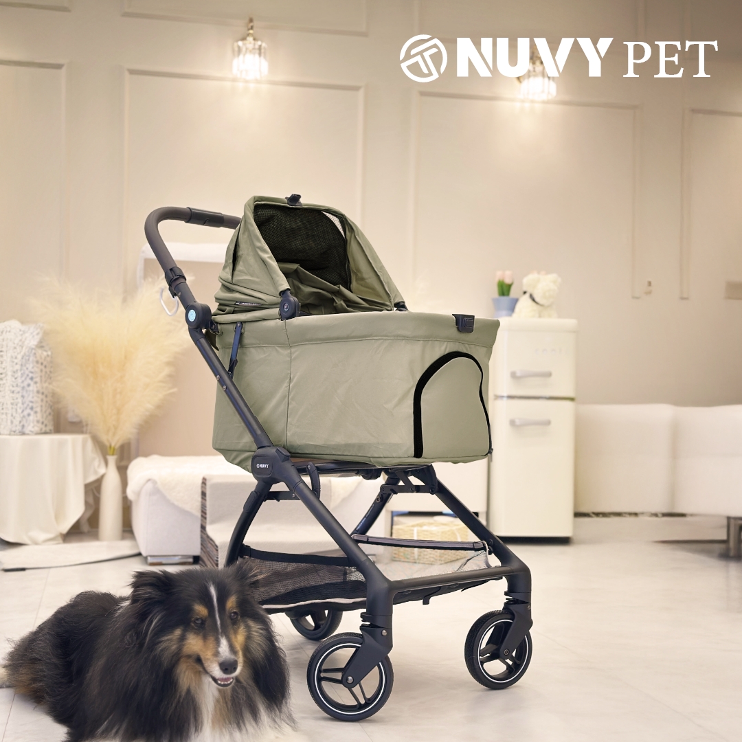 오토폴딩 강아지유모차 NUVY 누비 펫유모차 반려견 개모차 노견 산책 헤이즐그린, FREE(One size)