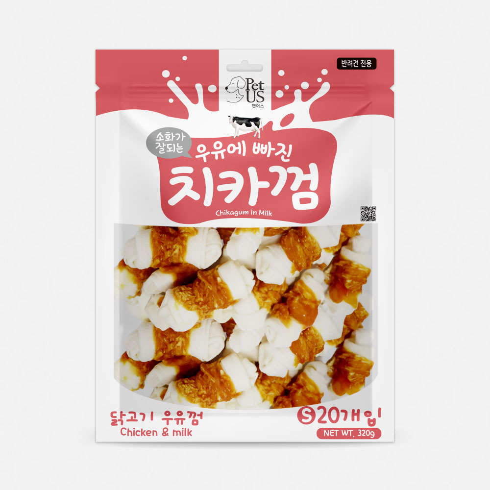 펫어스 치카 강아지양치껌 강아지스틱 오래먹는간식 치킨우유껌, S(소형), 20개 - 상품 이미지