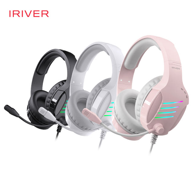 아이리버 노이즈캔슬링마이크 레인보우 LED USB 게이밍 헤드셋 EQwear-G7H 블랙
