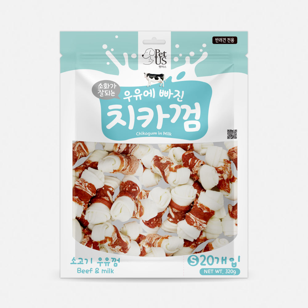 펫어스 치카 강아지양치껌 강아지스틱 오래먹는간식 소우유껌, S(소형), 20개