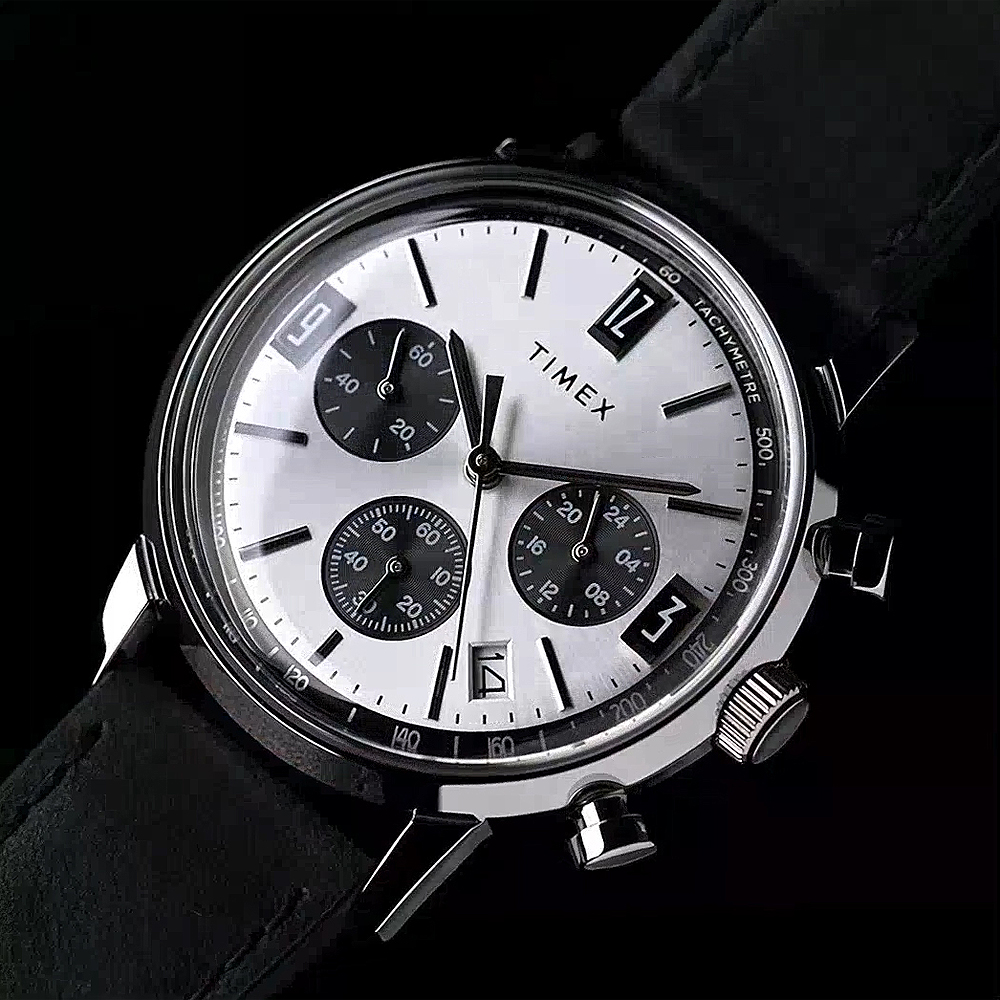 타이맥스 멀린 크로노그래프 타키미터 가죽스트랩 남자시계 40mm TW2W10300