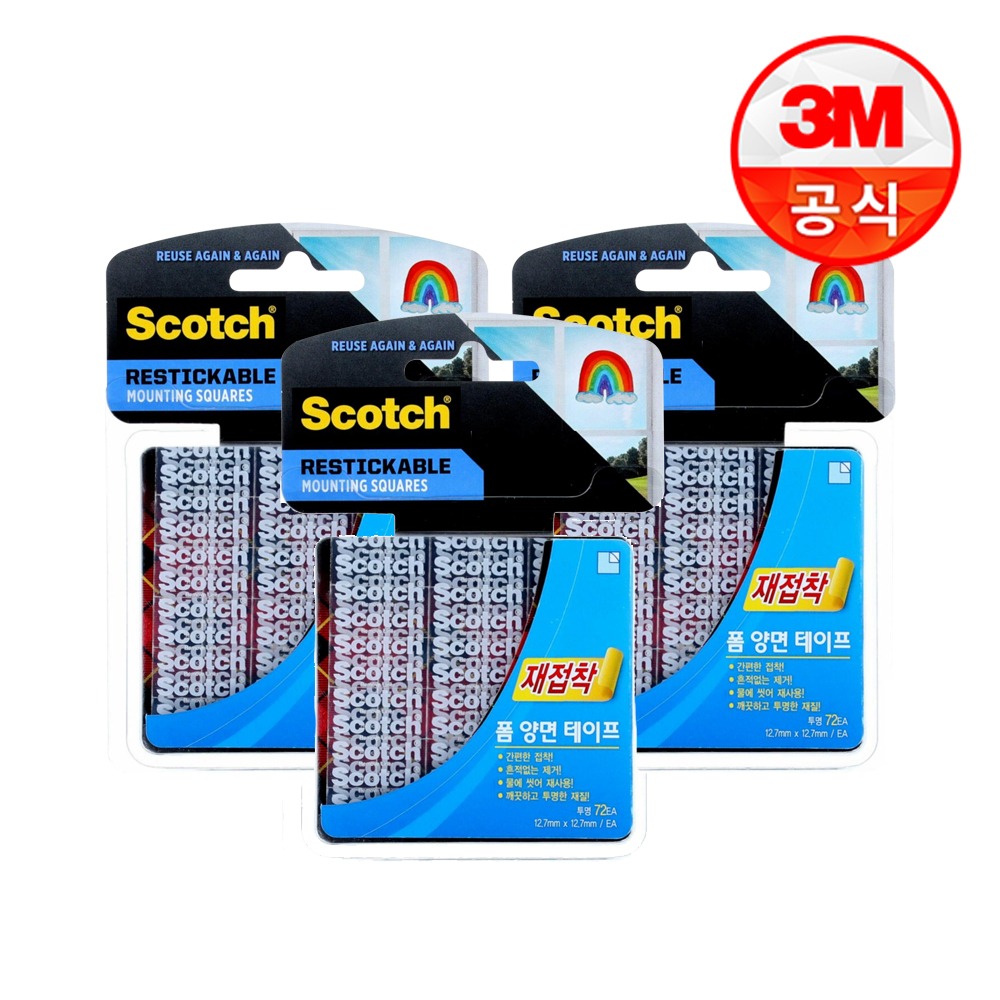 3M 스카치 재접착 폼 양면테이프 R103x 3개 제품 이미지
