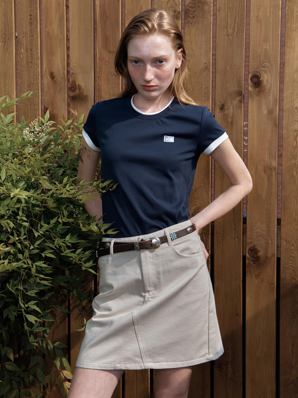 [엘씨브이] LCVE LABEL RINGER T-SHIRTS_NAVY - 상품 이미지
