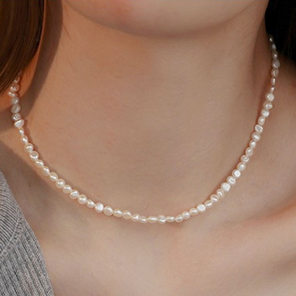 못난이 담수 진주목걸이 천연 바로크 진짜 쌀알 3mm - 상세 이미지 5