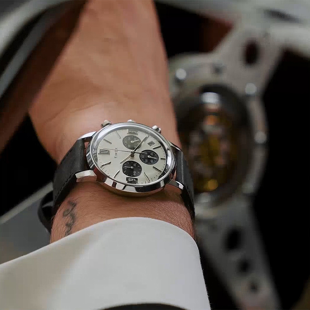 타이맥스 멀린 크로노그래프 타키미터 가죽스트랩 남자시계 40mm TW2W10300