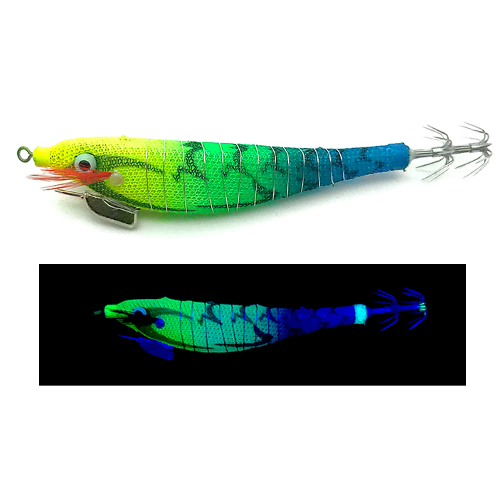 백경조침 SG-523 미니 스퀴드 히어로 야광 UV 삼봉에기 11, 9.6cm - 메인 이미지