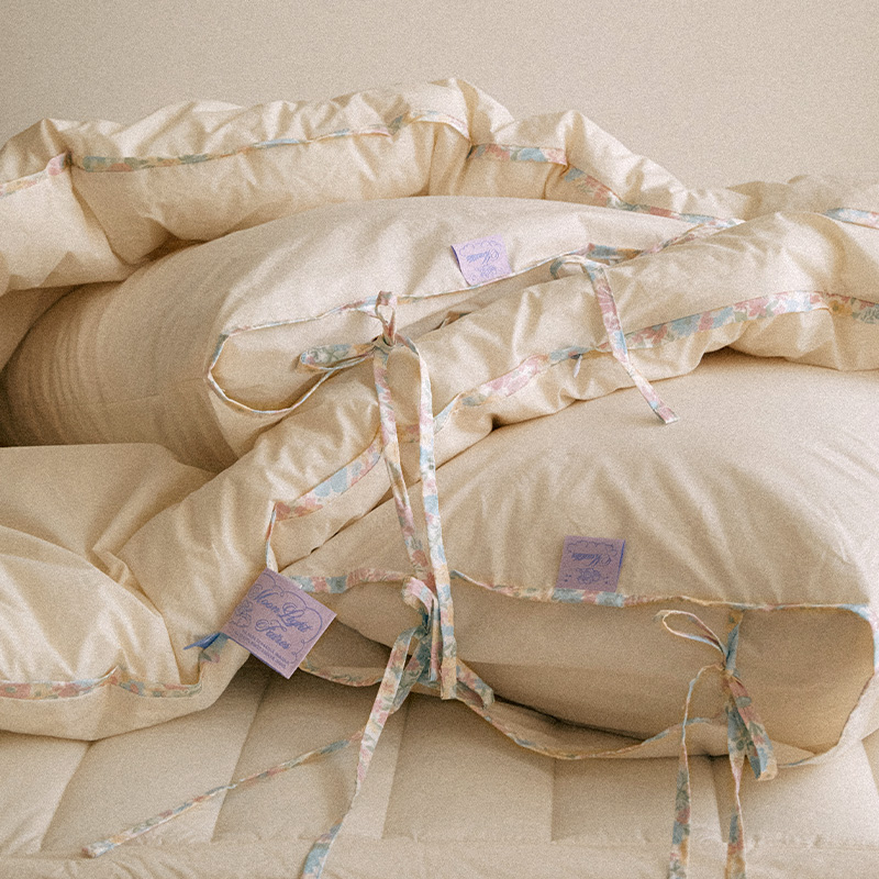 마틸라 고밀도순면 러브바인더 60수 리본 차렵 이불 베개세트 SS