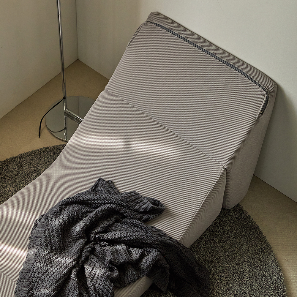 릴로 코듀로이 접이식 소파베드 1인용쇼파 스툴미포함, 스톤그레이, 1인용