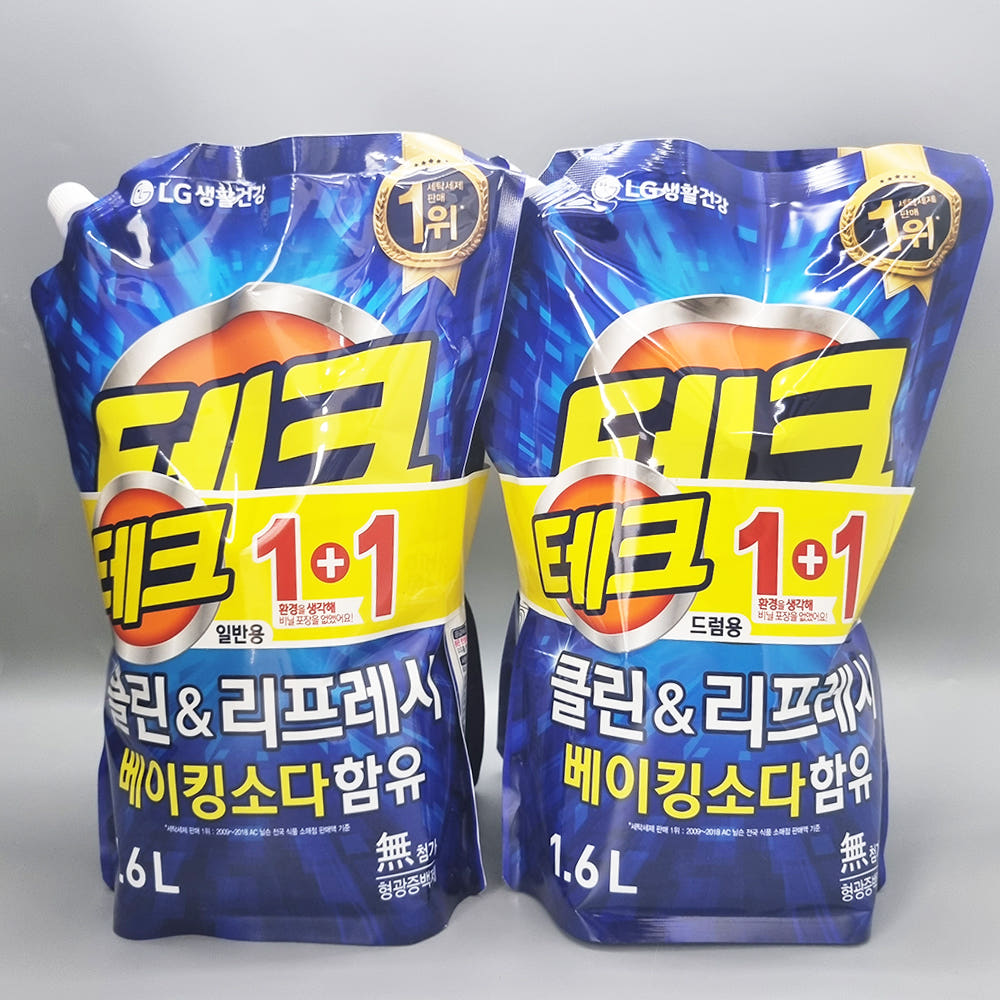 LG 테크 클린 리프레쉬 세탁세제 리필 1.6L+1.6L 드럼용 베이킹소다 함유 - 상세 이미지 2