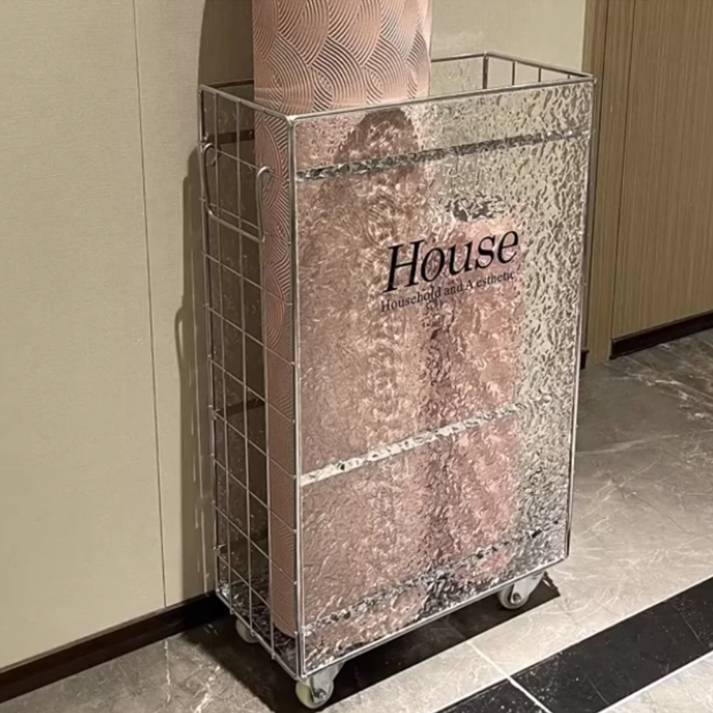 바퀴 달린 요가매트 보관함 운동매트 접이식 이동식 수납함 화이트