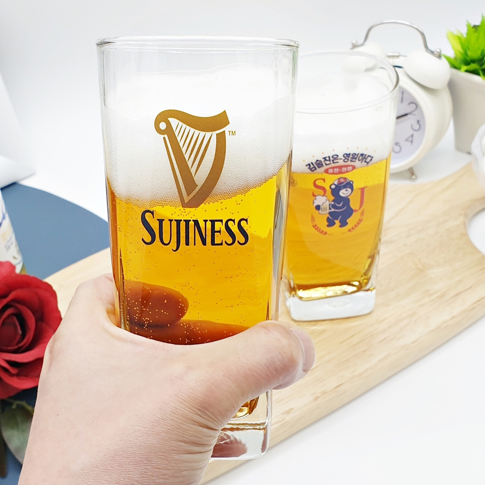 인생술잔 사각 맥주컵 인쇄 각인 주문제작 오비뉴트로 집들이선물 유리잔 소맥 특이한 맥주잔