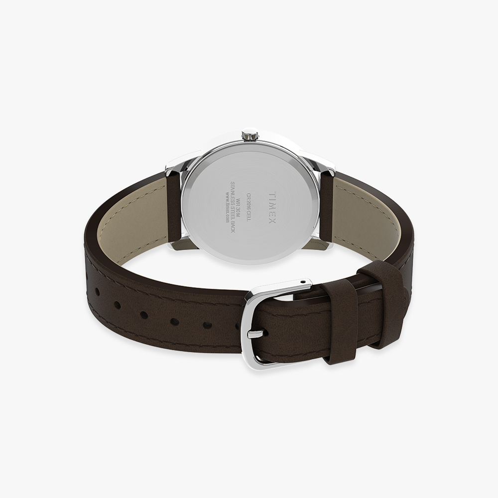 타이맥스 이지리더 데이데이트 브라운 가죽스트랩 손목시계 35mm T20041