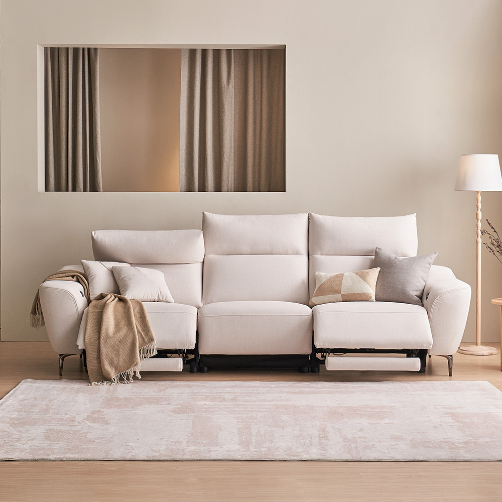 장인가구 오실리아 3인용 양방향 전동 리클라이너 패브릭 소파