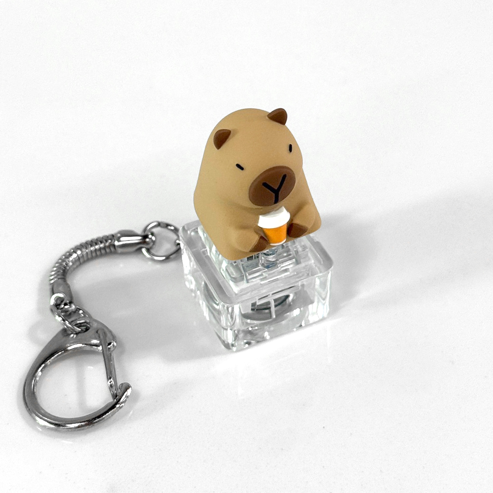 포인트키캡 키링 LED 딸깍이 아티산 귀여운 동물 열쇠고리 차키 가방 카피바라 커피바라 - 상세 이미지 4