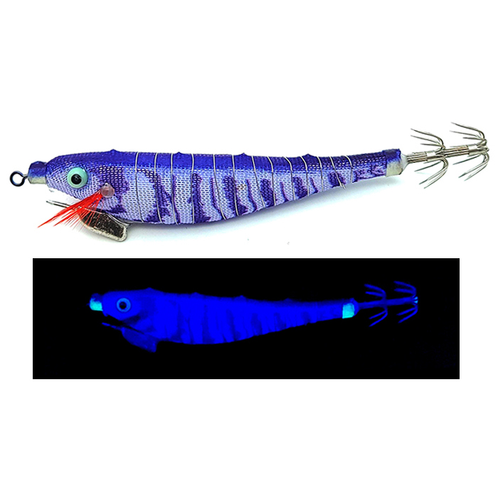 백경조침 SG-523 미니 스퀴드 히어로 야광 UV 삼봉에기 04, 9.6cm - 메인 이미지
