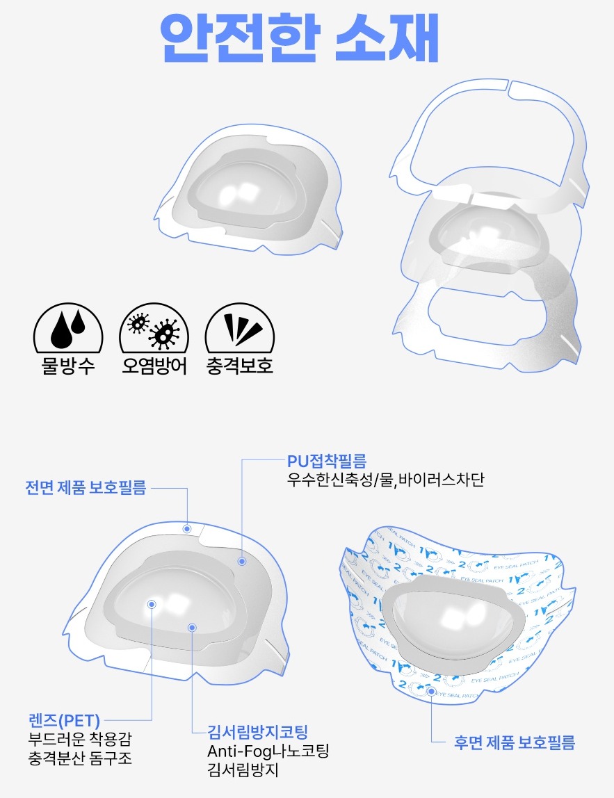 아이씰패치 플러스 6p 방수안대 눈보호안대 쌍수 쌍커풀 라식 라섹 수술후 관리 백내장안대 - 상세 이미지 3