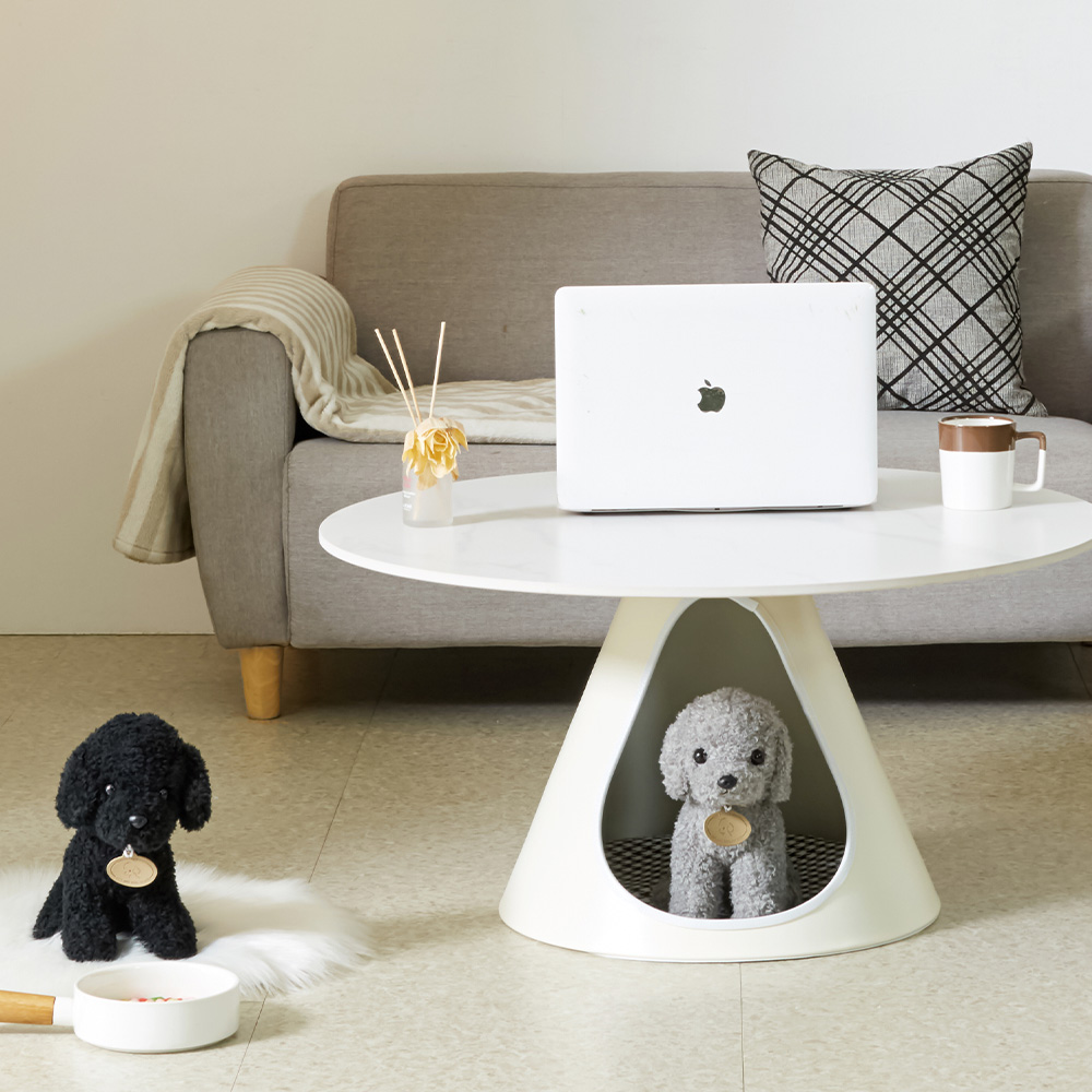 스코나 쿠다이 펫하우스 포세린 세라믹 원형 거실 소파 테이블 좌탁 강아지집 숨숨집