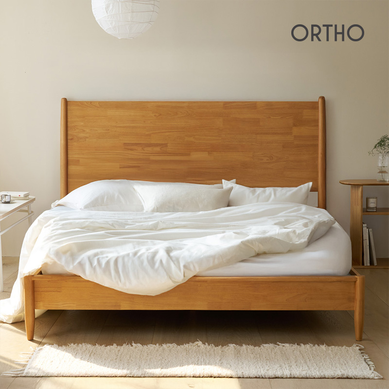 올쏘 베일리 고무나무 원목 침대 프레임 Q 내추럴