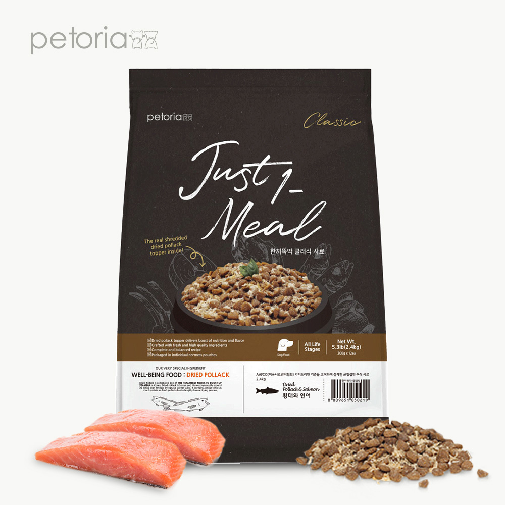 한끼뚝딱 클래식 강아지 사료 연어+황태, 2.4kg, 1개