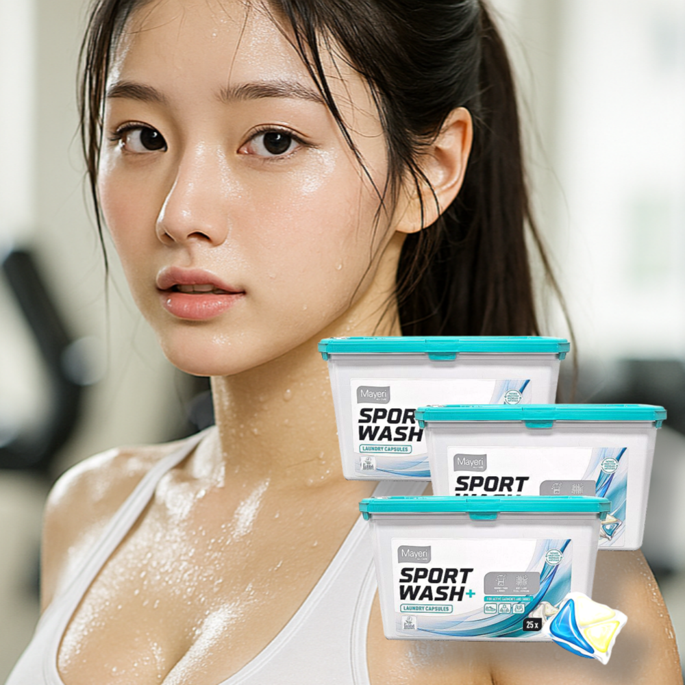 마이에리 스포츠 캡슐세제 고농축 실내건조 운동복 빨래 땀냄새 쉰내 제거 25개입, 레몬그라스민트, 3개