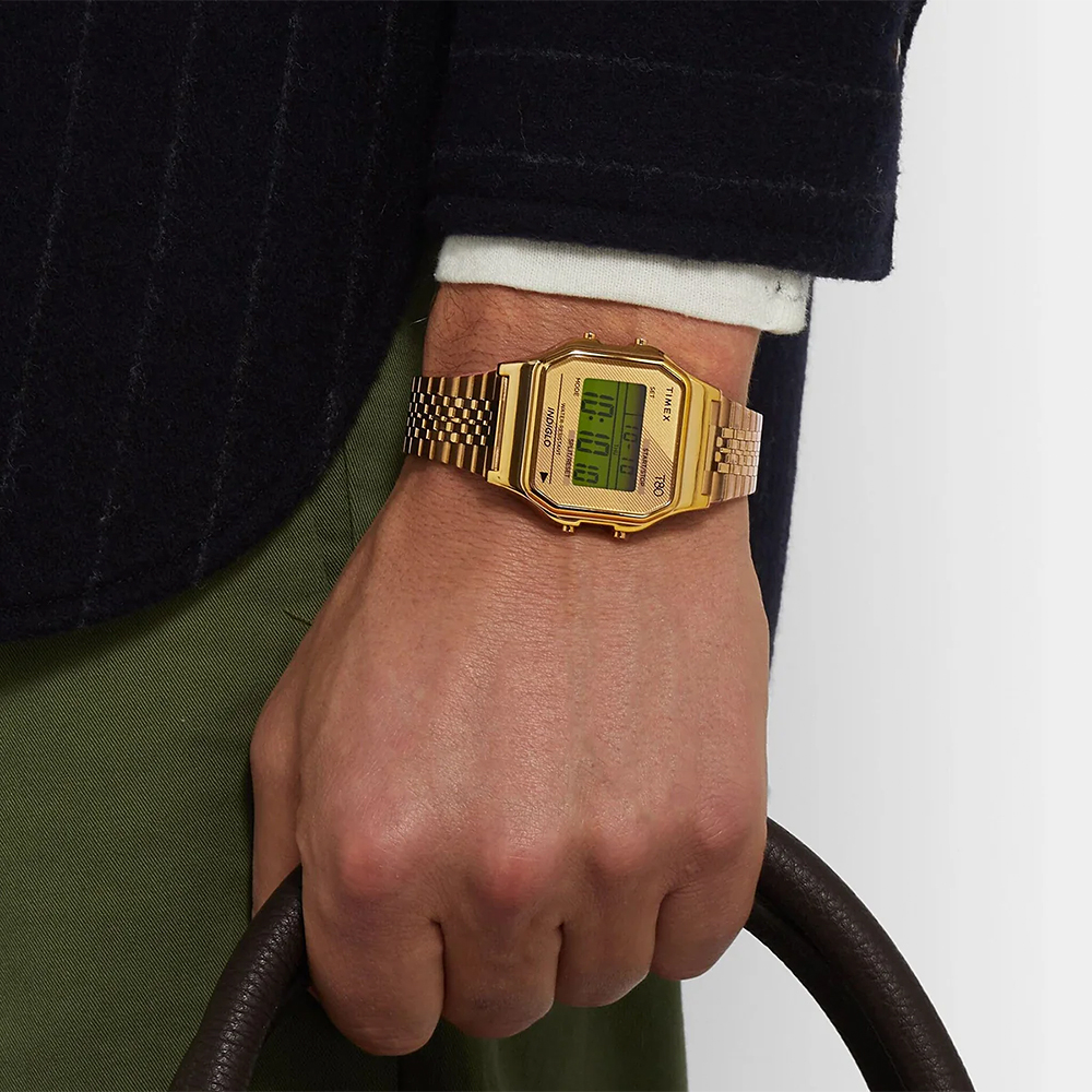 타이맥스 T80 스테인리스 스틸 남녀공용 디지털 전자시계 골드