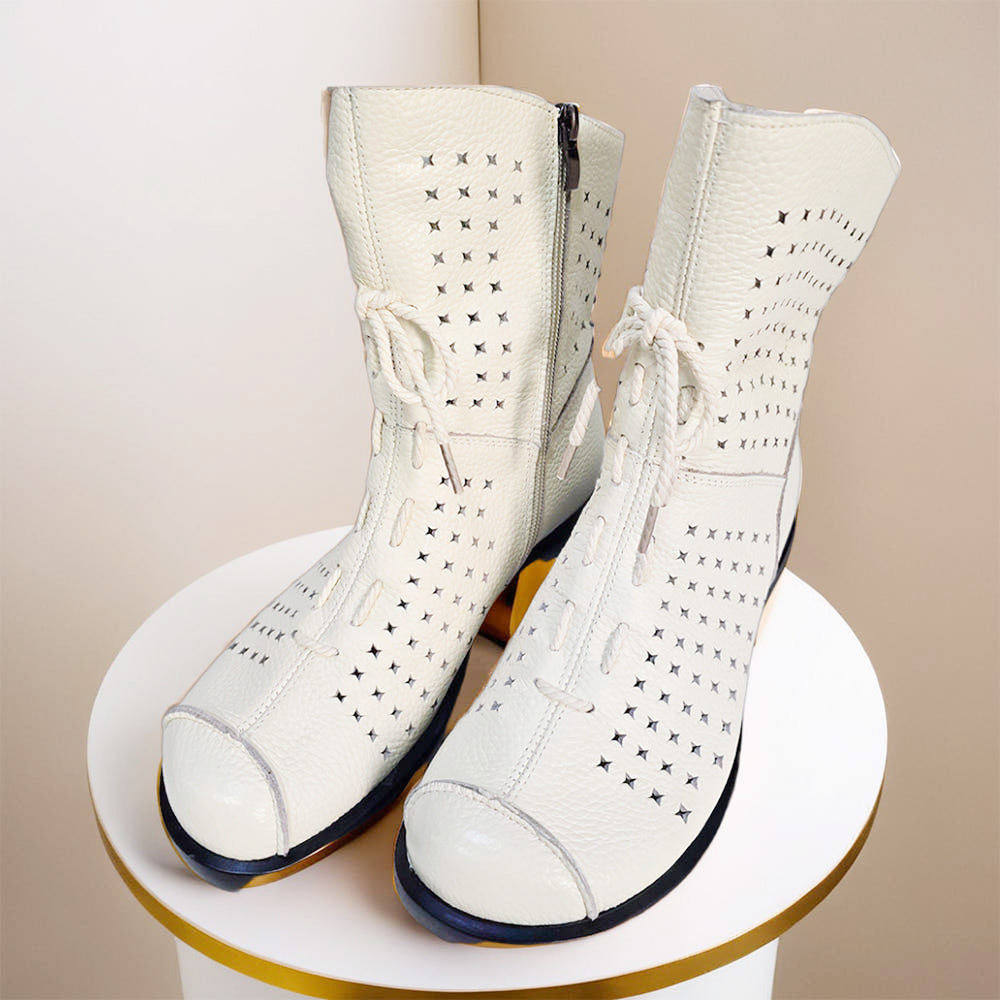 여름 앵글 부츠 여성 반 여름망사 부추 6331