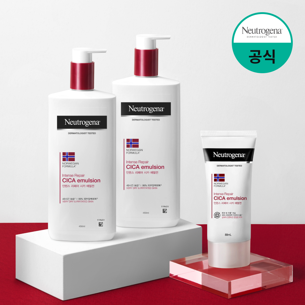 고보습바디로션 뉴트로지나 시카에멀젼 살냄새 보습제 향료무첨가, 450ml, 2개