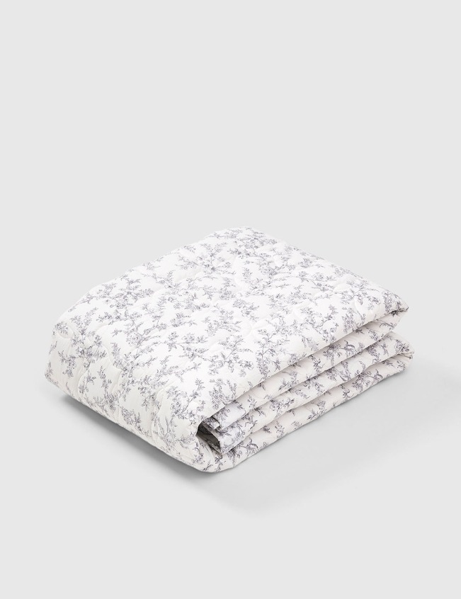 레노마홈 라뜰리 양모 침대 패드 이지 밴드 플라워 패턴 스트라이프 80수 고밀도원단