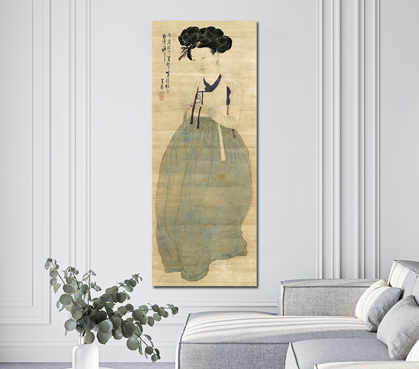 신윤복 그림 미인도 민화 거실 인테리어 액자 한국화 수묵화 중형 - 상세 이미지 3