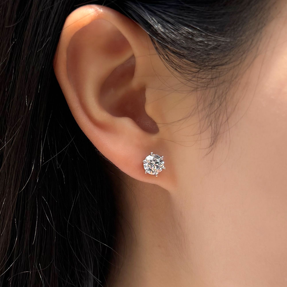 1캐럿 랩 다이아 6프롱 스터드 기본 침 귀걸이 이어링 - 상세 이미지 3