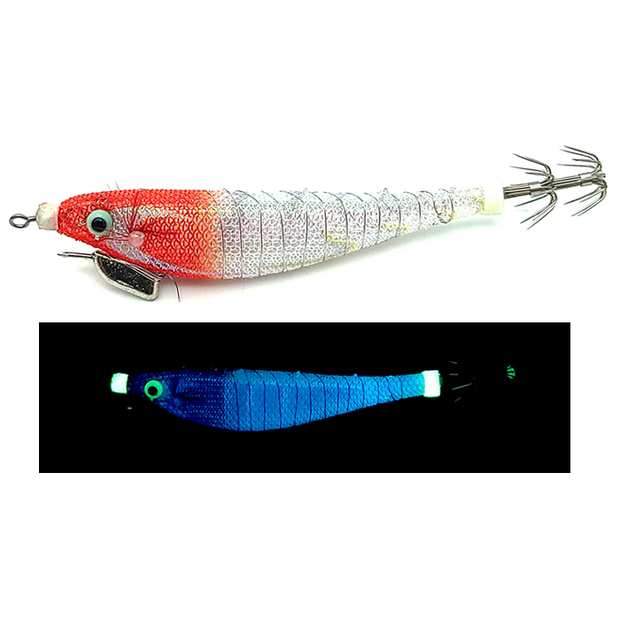 백경조침 SG-523 미니 스퀴드 히어로 야광 UV 삼봉에기 08, 9.6cm - 메인 이미지