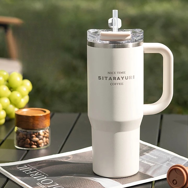대용량 투웨이 텀블러 스텐 보냉 보온 운동 900ml, T43 화이트 - 상품 이미지