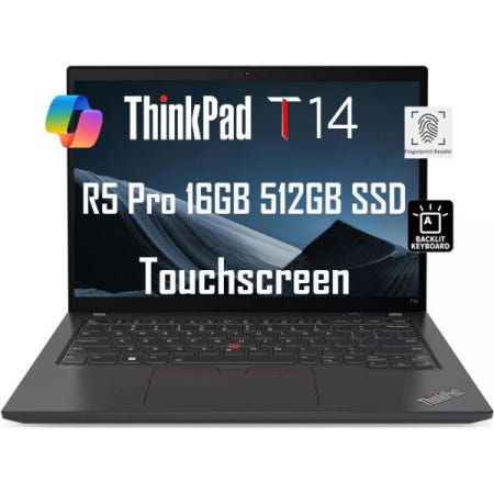 [해외]레노버 씽크패드 T14 비즈니스 노트북(14인치 FHD+ 터치스크린, AMD 라이젠 5 PRO 6650U, 16GB RAM, 512GB SSD, 6코어(비트 i7-1250U