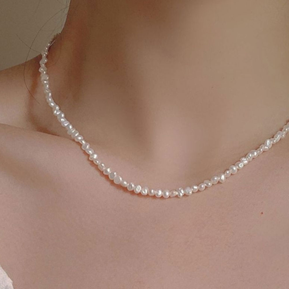 못난이 담수 진주목걸이 천연 바로크 진짜 쌀알 3mm 이미지 8